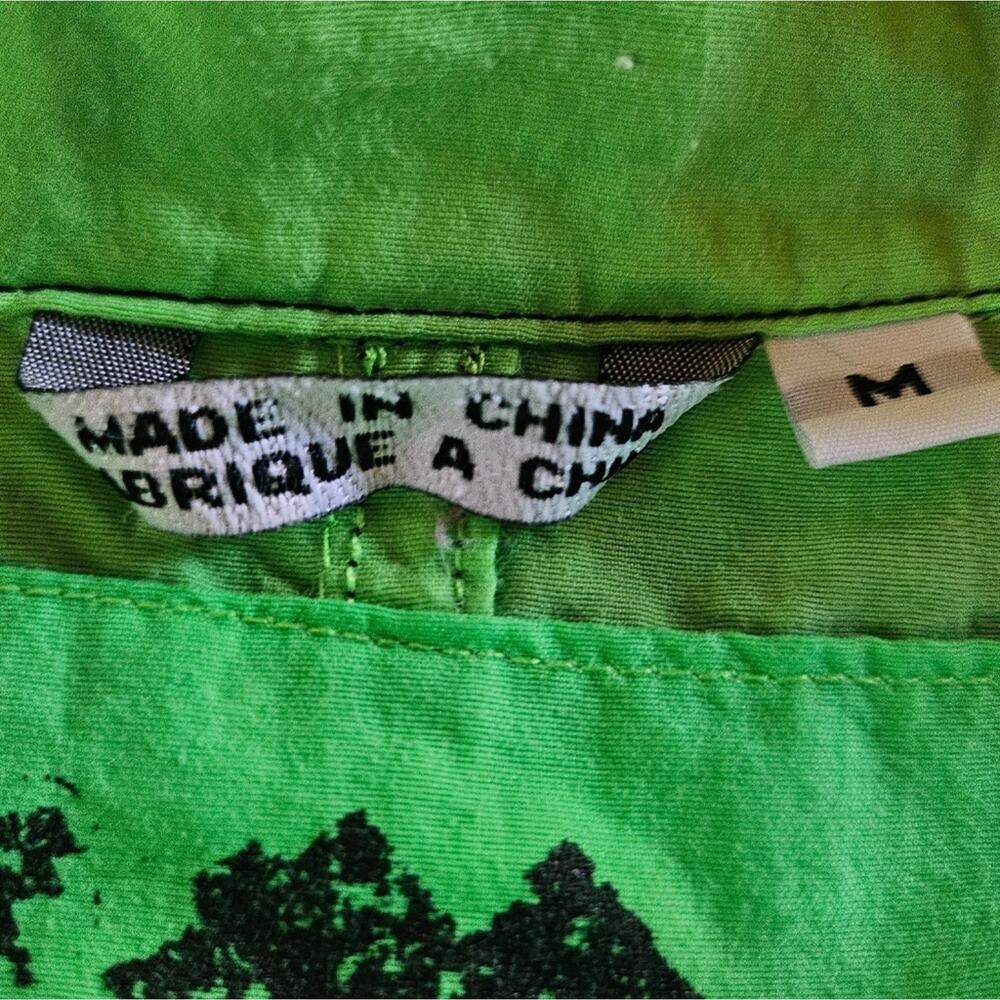 VTG Summer Gear Winbreaker Women M Outdoor Zip Mock Neck Pullover Neon Green - Picture 8 of 8